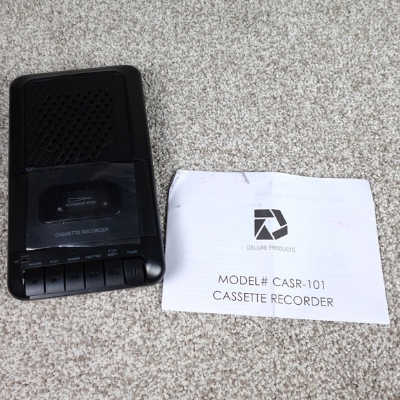Deluxe Products Other - Deluxe Products DP-CASR-101 Portable Cassette Recorder Player Black Analog Tape